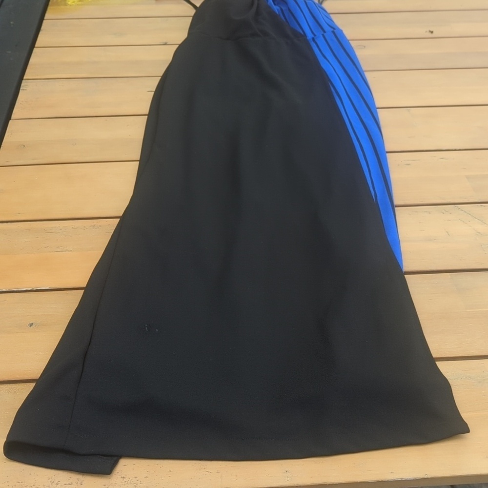 Black and Blue Striped Halter Jumpsuit Dress -  XS BNWOT - Picture 7 of 8